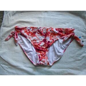 NEW Time and Tru Pink Tie Dye Mid Rise swim Bikini Bottom Plus Size 2X (20W-22W)